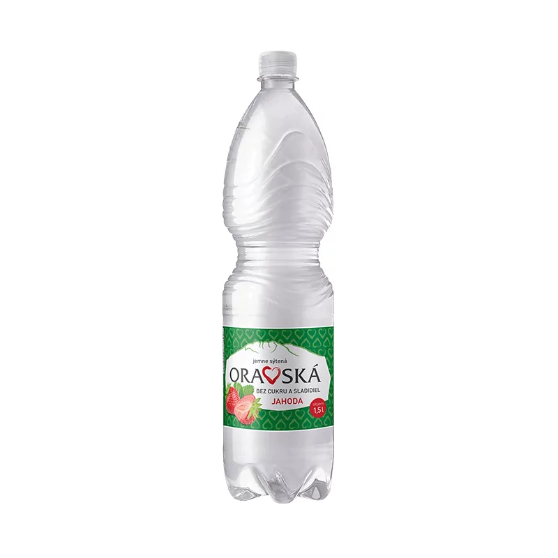 Oravská jemne perlivá voda bez cukru a sladidiel s jahodovou príchuťou 1,5l