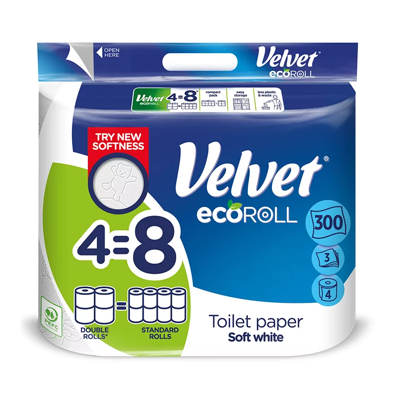 Toaletný papier Velvet ecoroll biely